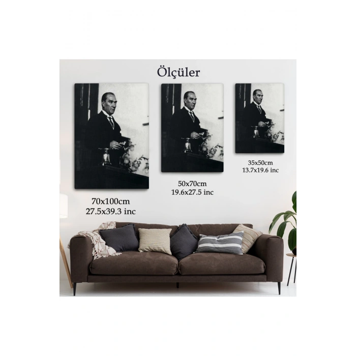 Atatürk Portre Tablosu Mustafa Kemal Atatürk Dikdörtgen Dekoratif Kanvas Tablo-FY-148
