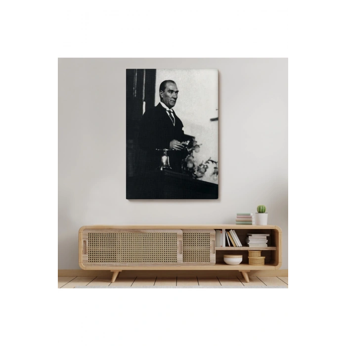 Atatürk Portre Tablosu Mustafa Kemal Atatürk Dikdörtgen Dekoratif Kanvas Tablo-FY-148