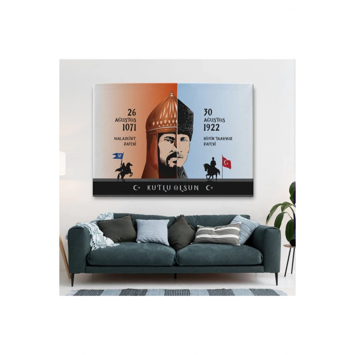 Atatürk Tablosu 30 Ağustos Zafer Bayramı Temalı Dekoratif Kanvas Tablo-DF-83