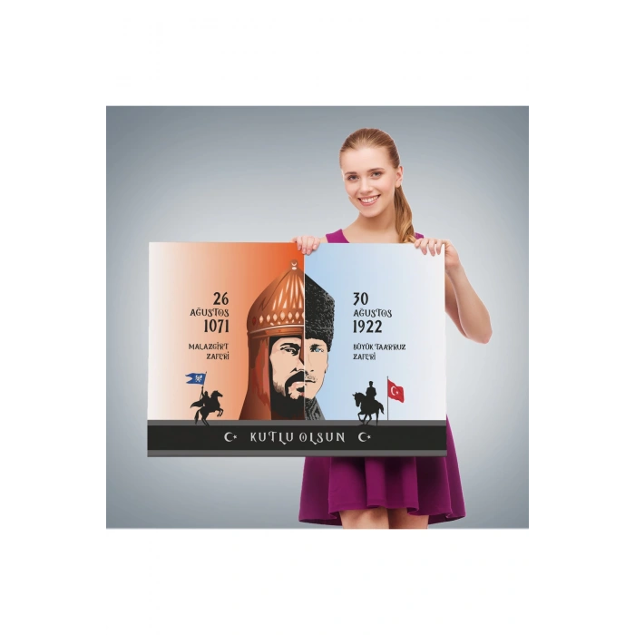 Atatürk Tablosu 30 Ağustos Zafer Bayramı Temalı Dekoratif Kanvas Tablo-DF-83