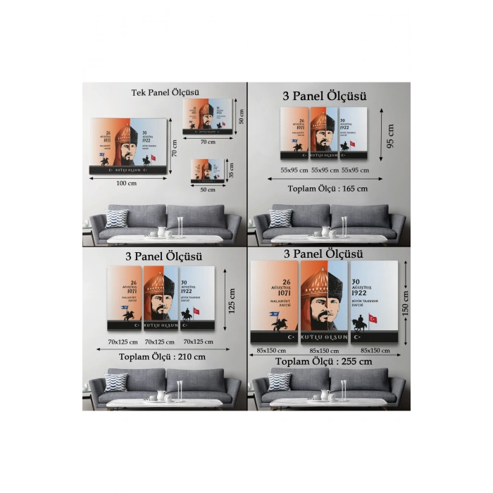 Atatürk Tablosu 30 Ağustos Zafer Bayramı Temalı Dekoratif Kanvas Tablo-DF-83