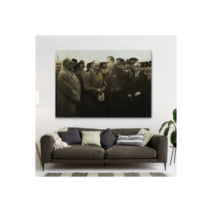 Atatürkün Anadoluyu Ziyareti Mustafa Kemal Atatürk Dikdörtgen Dekoratif Kanvas Tablo-CÜ-74