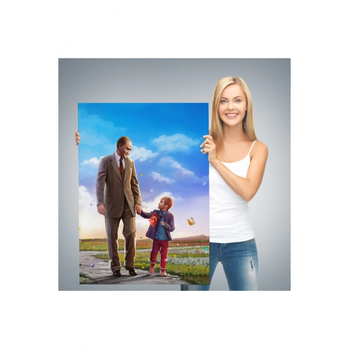 Atatürk ve Çocuk El ele Kanvas Tablo-GA-150