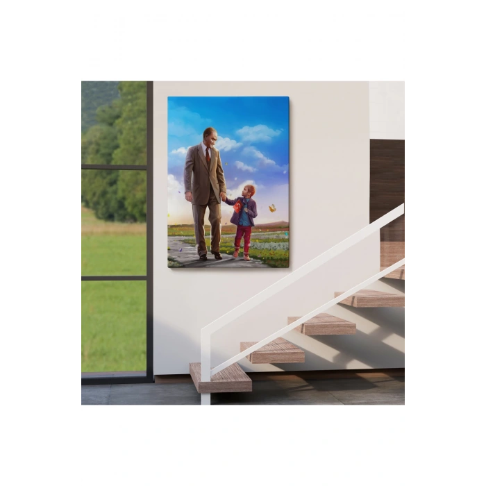 Atatürk ve Çocuk El ele Kanvas Tablo-GA-150