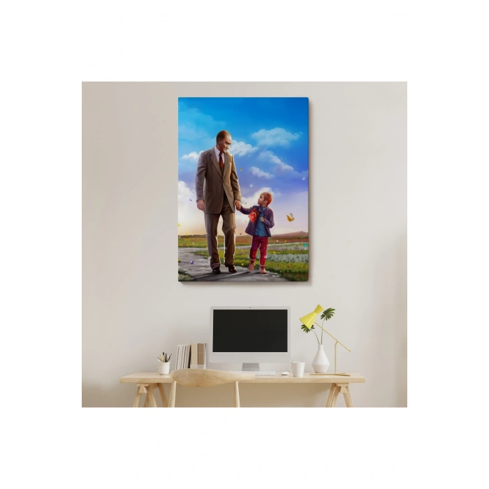 Atatürk ve Çocuk El ele Kanvas Tablo-GA-150