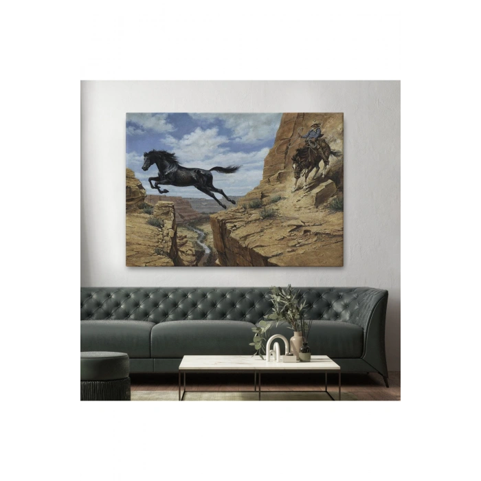Atı Yakalamaya Çalışan Kavboy Tablosu-6537
