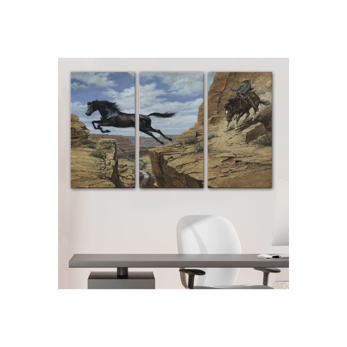 Atı Yakalamaya Çalışan Kavboy Tablosu-6537