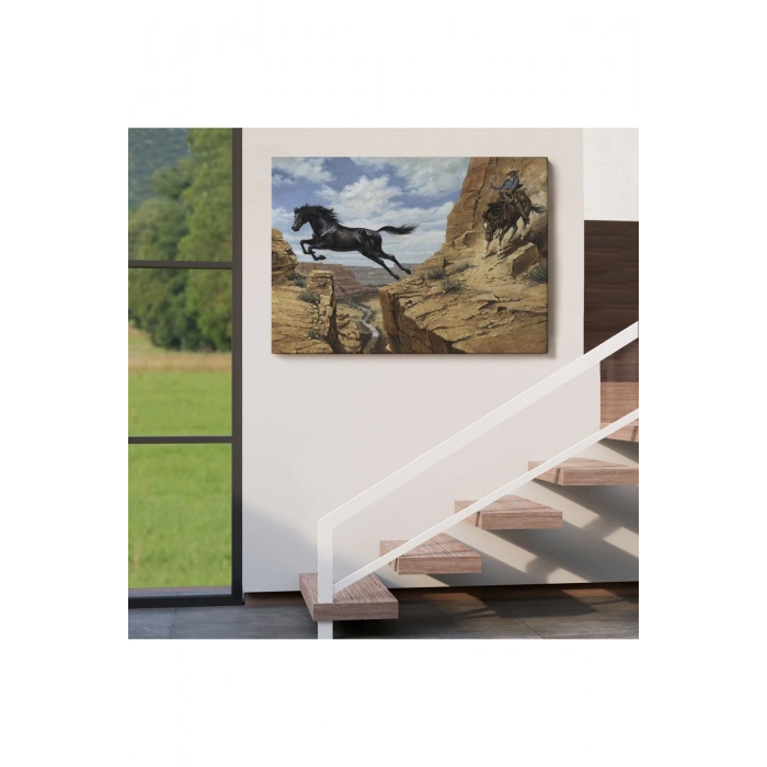 Atı Yakalamaya Çalışan Kavboy Tablosu-6537