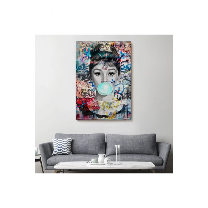 Audrey Hepburn Graffiti Pop Art Duvar Tablosu-6470