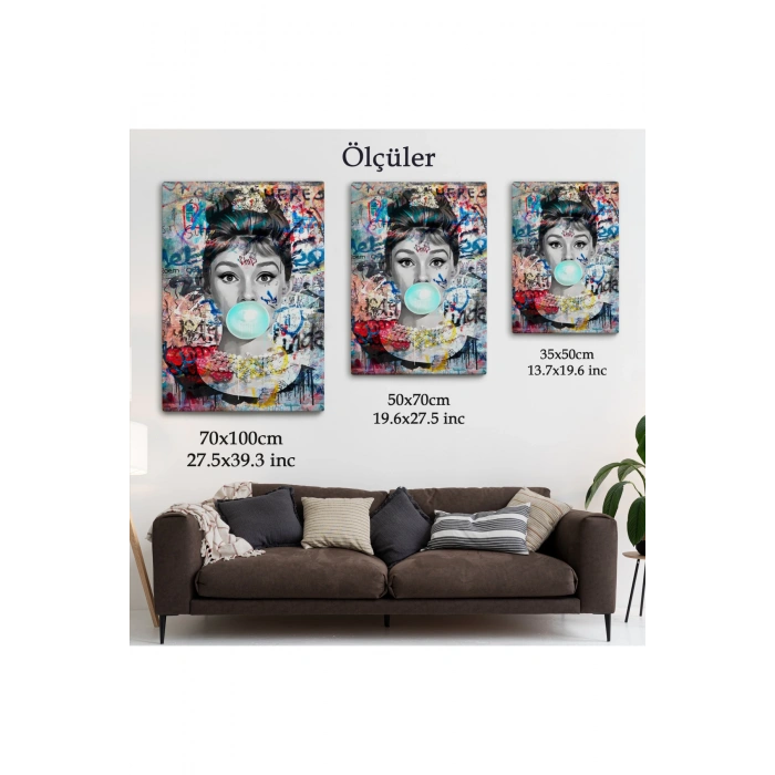 Audrey Hepburn Graffiti Pop Art Duvar Tablosu-6470