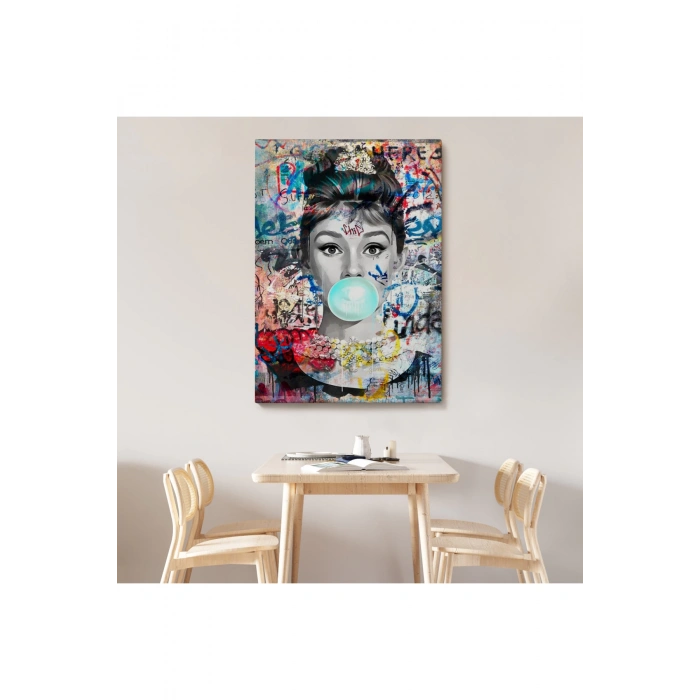 Audrey Hepburn Graffiti Pop Art Duvar Tablosu-6470