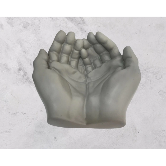 Avuç İçi El Sanatı Dekoratif Tabak 15x15 cm Gri