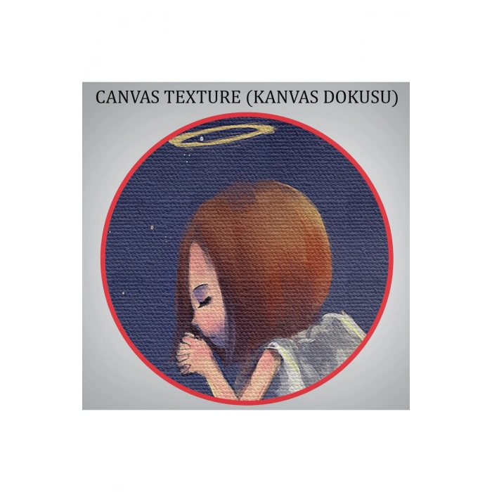 Ayda Diz Çöküp Dua Eden Melek Kızın Tablosu-1210