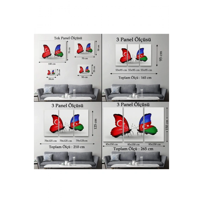 Azerbaycan Türkiye Dekoratif Kanvas Tablo-6501
