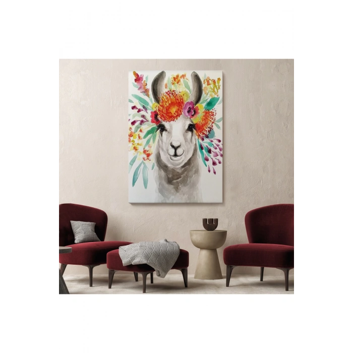 Bahar Laması Suluboya Görünümlü Duvar Tablosu-6348