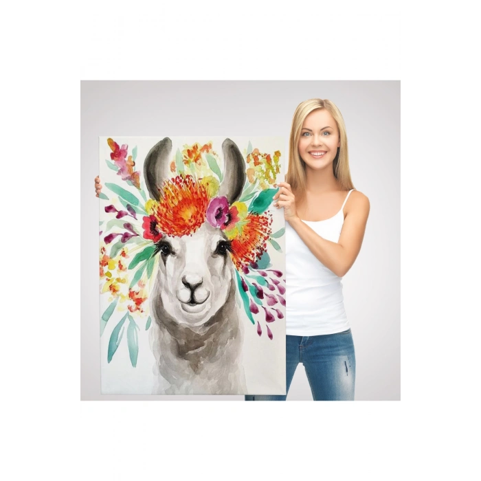 Bahar Laması Suluboya Görünümlü Duvar Tablosu-6348