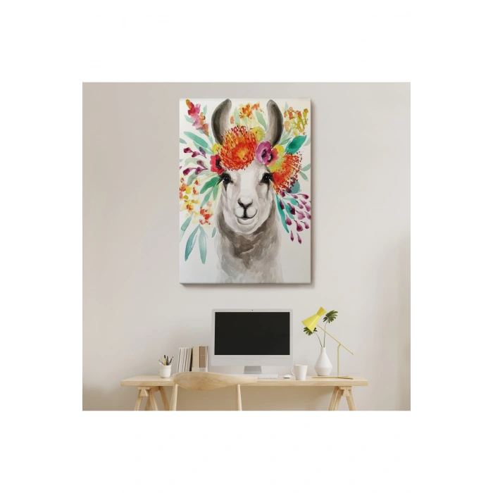 Bahar Laması Suluboya Görünümlü Duvar Tablosu-6348