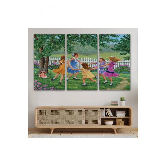 Bahçede Oynayan Kız Çocukları Tablosu-6532