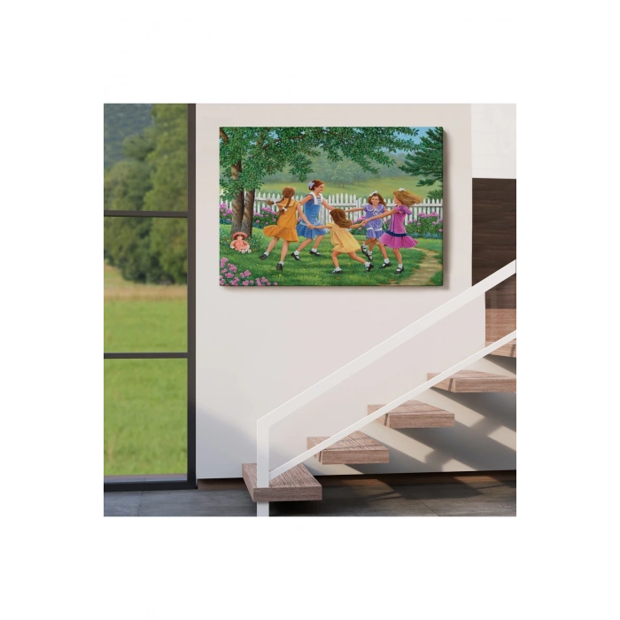 Bahçede Oynayan Kız Çocukları Tablosu-6532