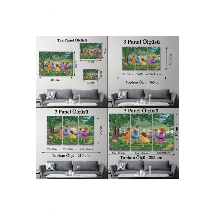 Bahçede Oynayan Kız Çocukları Tablosu-6532