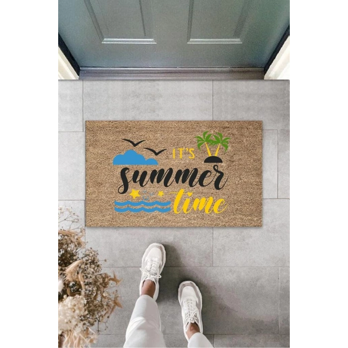 Bej Kapı Önü Paspası Its Summer Tıme Desen  K-3281