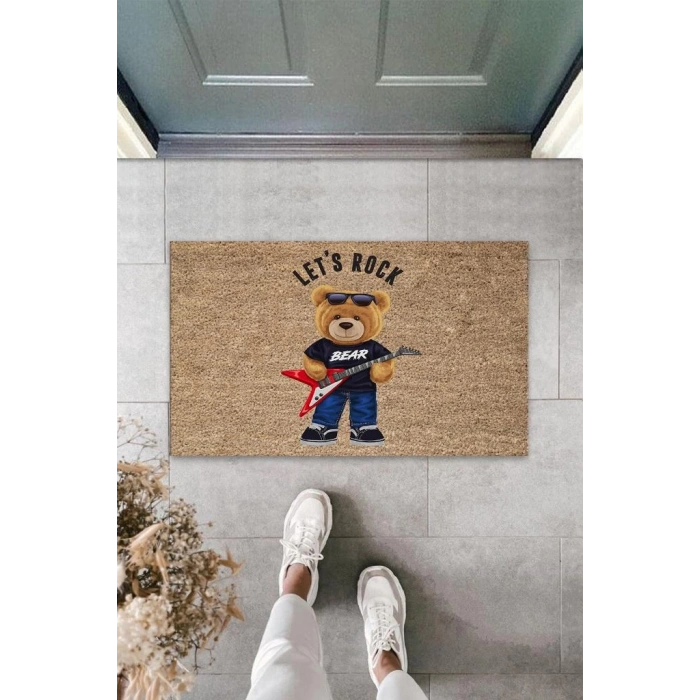 Bej Kapı Önü Paspası Lets Rock Ayıcık Desen  K-3322