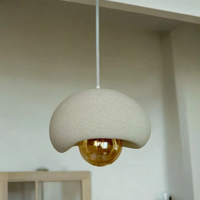 Tekli Beton Görünümlü Avize Beyaz