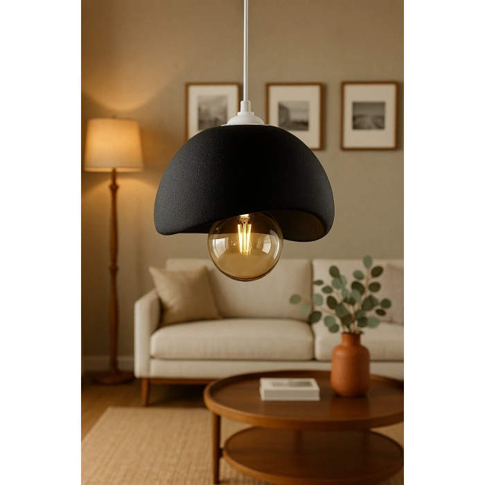 Beton Görünümlü İskandinav Avize Siyah