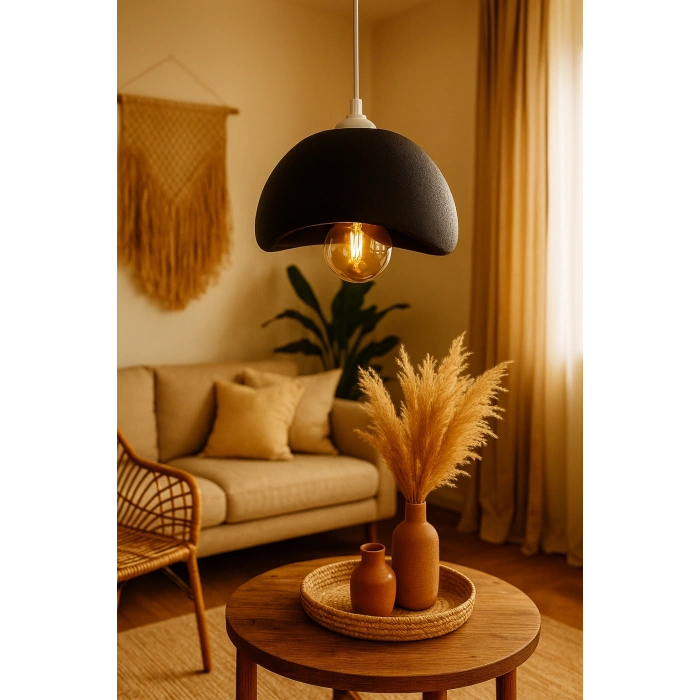 Beton Görünümlü İskandinav Avize Siyah