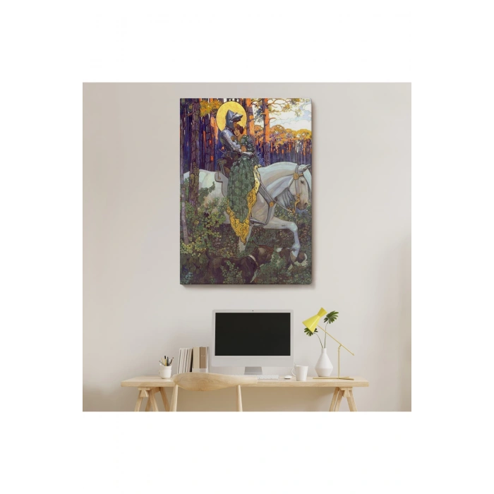 Beyaz At Üzerindeki Prenses ve Prens Tablosu-6268