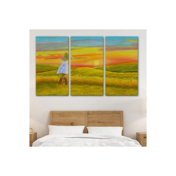 Beyaz Elbiseli Kız Ve Yaz Manzarası Tablosu-6569