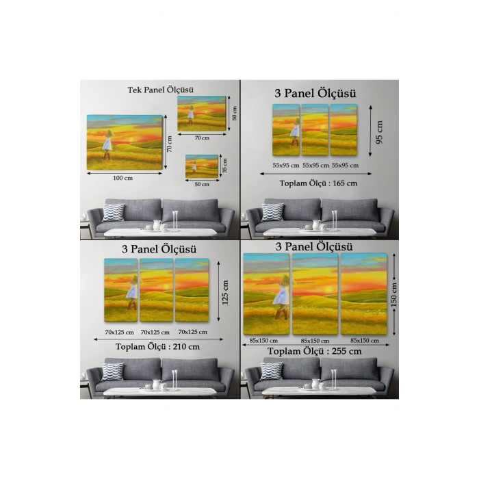 Beyaz Elbiseli Kız Ve Yaz Manzarası Tablosu-6569