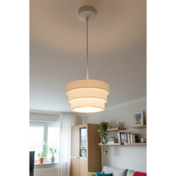 Beyaz Tekli Basamak Avize 3D 25 x 25