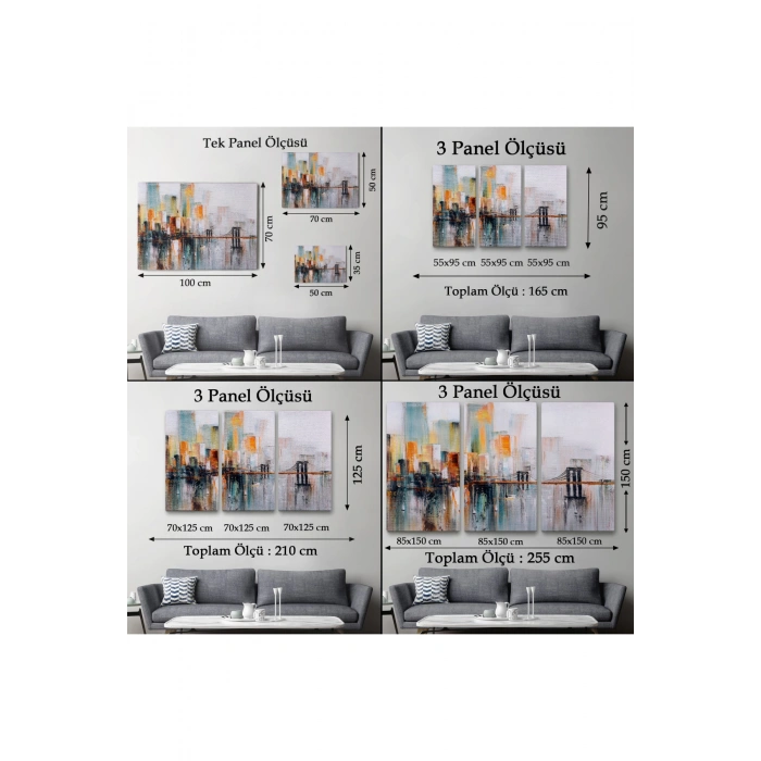 Brooklyn Köprüsü New York Yağlıboya Görünüm Dekoratif Tablo-3744