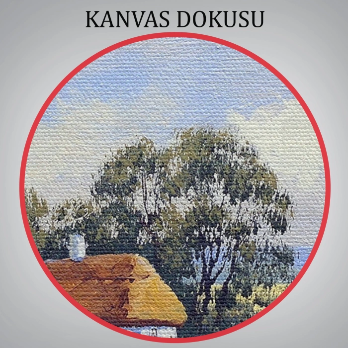 Buğday Tarlası Ve Değirmen Yağlıboya Görünüm Dekoratif Kanvas Duvar Tablosu-3556