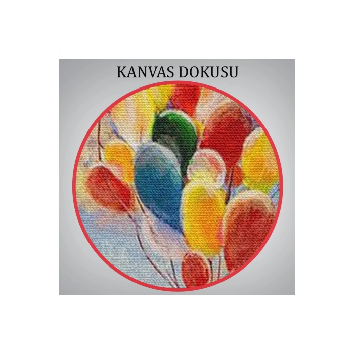 Bulutlaların Üzerindeki Renkli Balonları Tutan Kız Tablosu-6643