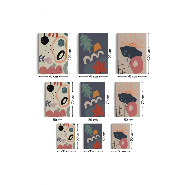 Çağdaş, Modern, Soyut Pastel 3 lü Duvar Tabblo Seti-AI-9