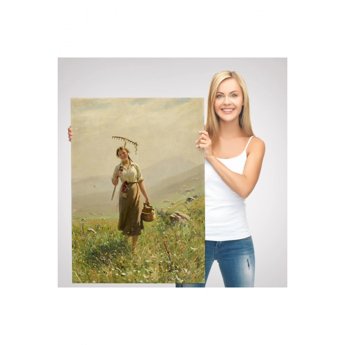 Çayırda Yüreyen Köylü Kızı Duvar Tablosu-6324