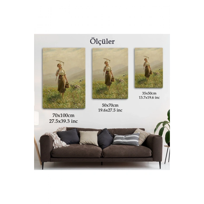 Çayırda Yüreyen Köylü Kızı Duvar Tablosu-6324