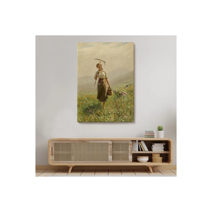 Çayırda Yüreyen Köylü Kızı Duvar Tablosu-6324
