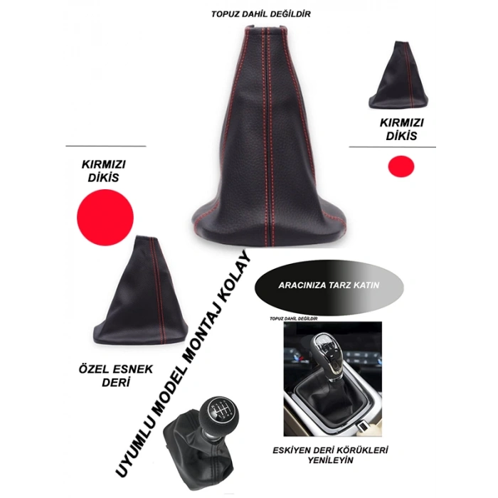 CHEVROLET CRUZE Uyumlu Araç,Araba,Oto vites körüğü kırmızı dikiş