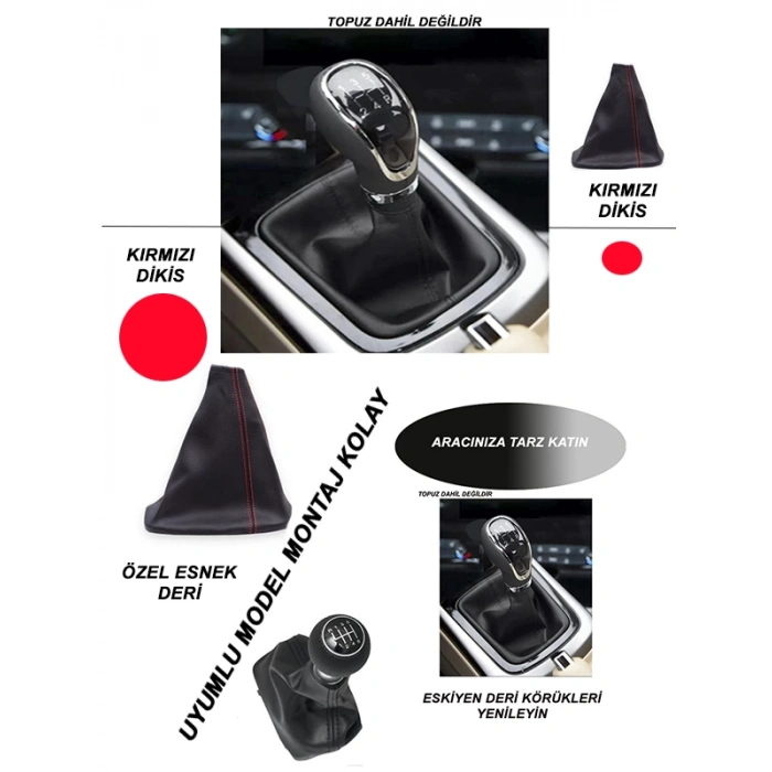 CHYSLER SEBRİNG CONVERTİBLE Uyumlu Araç,Araba,Oto vites körüğü kırmızı dikiş