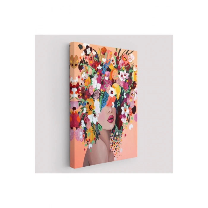 Çiçek Saçlı Kadın Dekoratif Kanvas Duvar Tablosu -6373