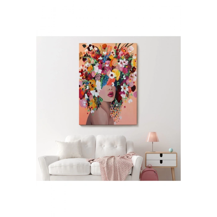 Çiçek Saçlı Kadın Dekoratif Kanvas Duvar Tablosu -6373