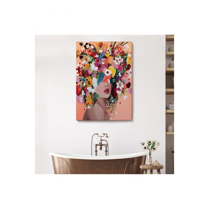 Çiçek Saçlı Kadın Dekoratif Kanvas Duvar Tablosu -6373