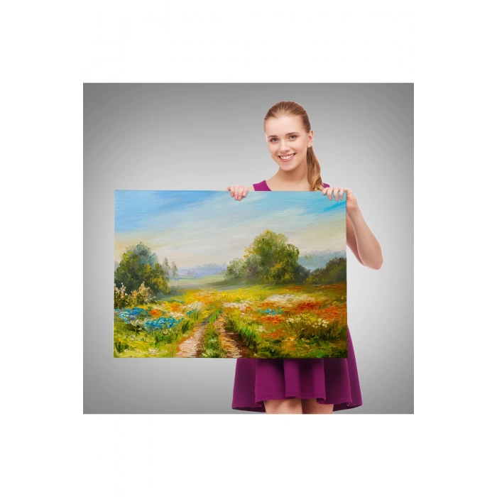 Çiçek Tarlası Yağlıboya Görünümlü Duvar Tablosu-1203