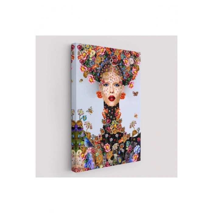 Çiçek ve Kadın Temalı Dekoratif Duvar Tablosu-6338