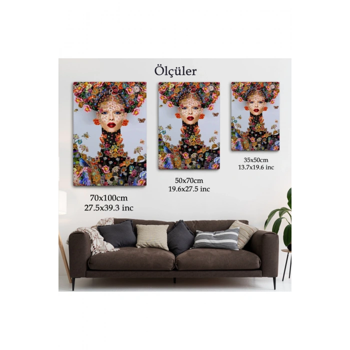 Çiçek ve Kadın Temalı Dekoratif Duvar Tablosu-6338