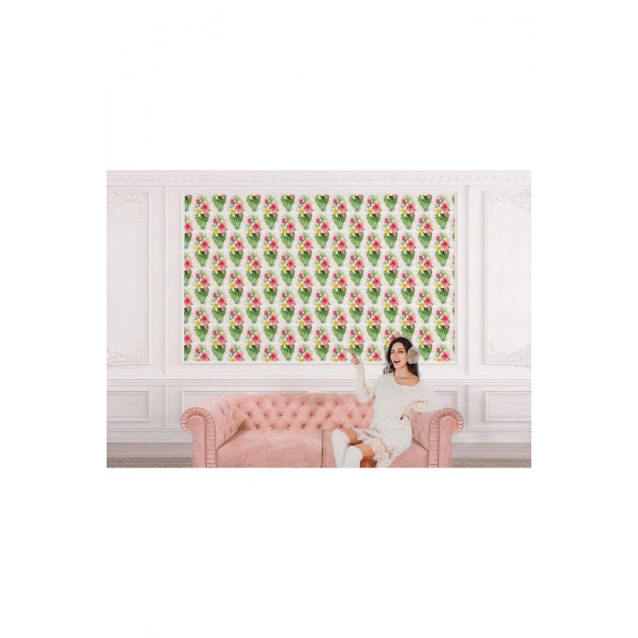 Çiçek ve Yaprak Desenli Duvar Kağıdı-5585