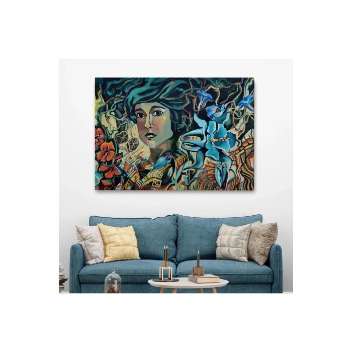 Çiçekler Arasındaki Kadın Duvar Tablosu-3729